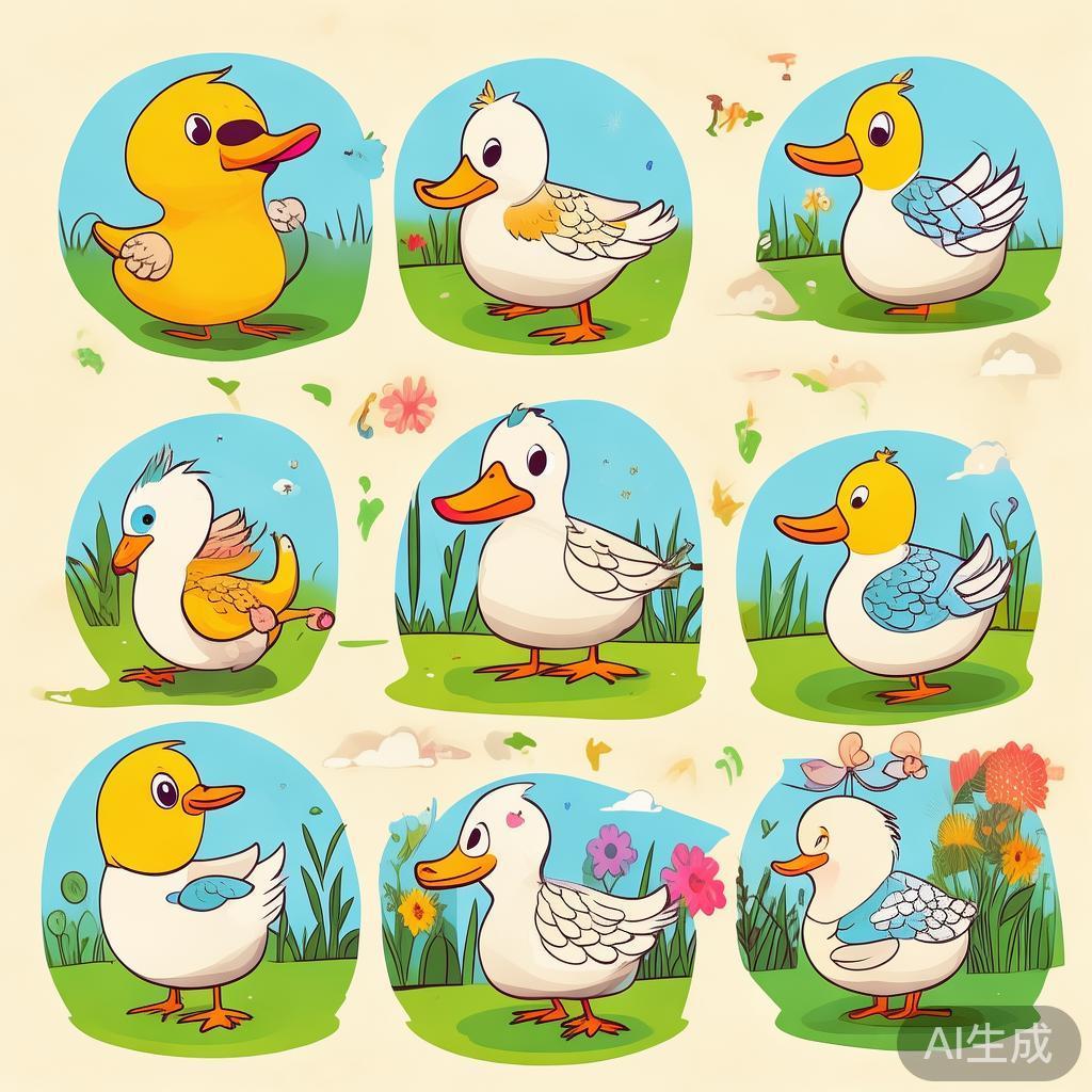 卡通萌鸭简笔画图片大全