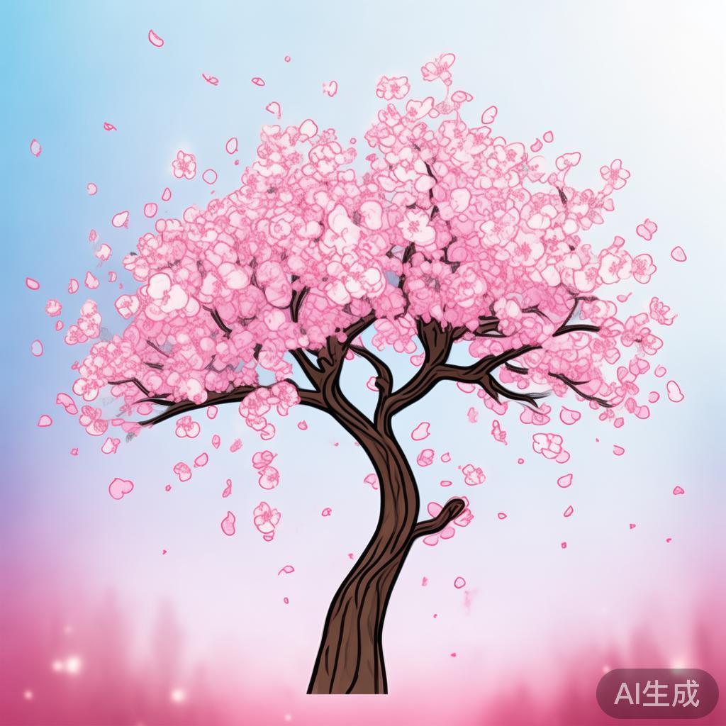 卡通素描桃花图片