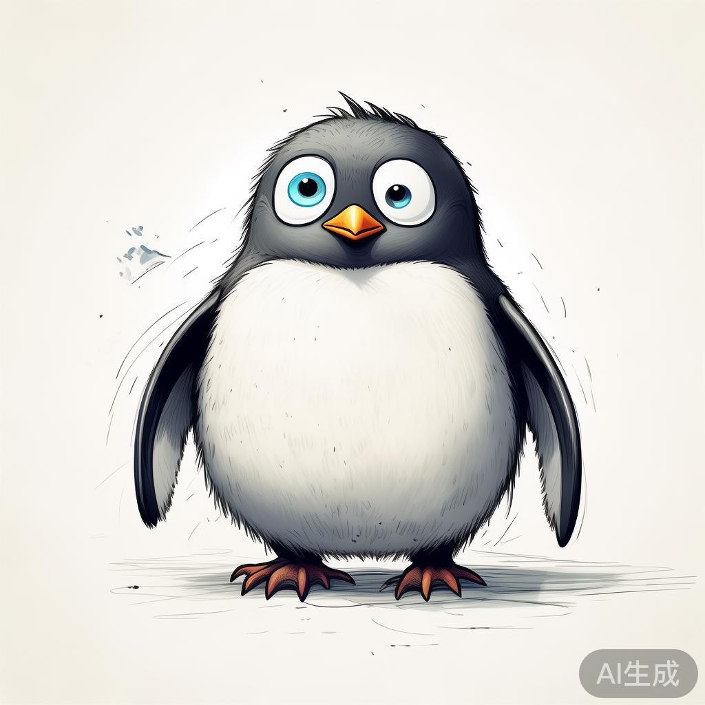 卡通素描企鹅图片
