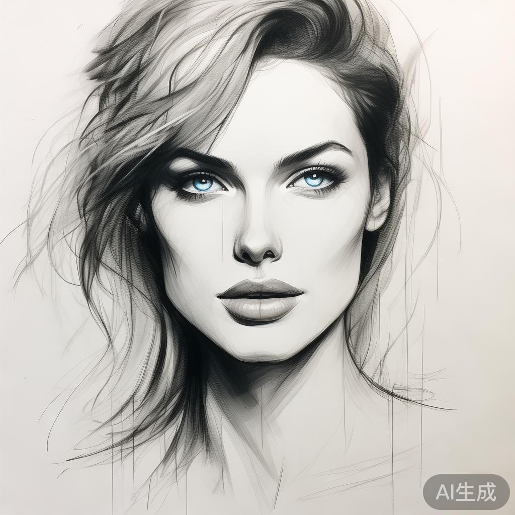 简笔素描大胆女人图片