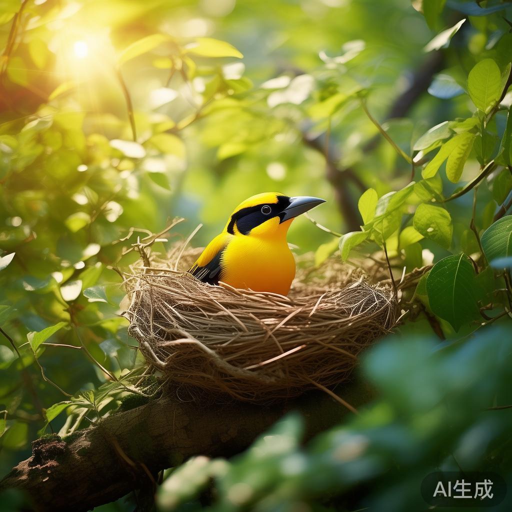 萌黄鹂的暖巢图片