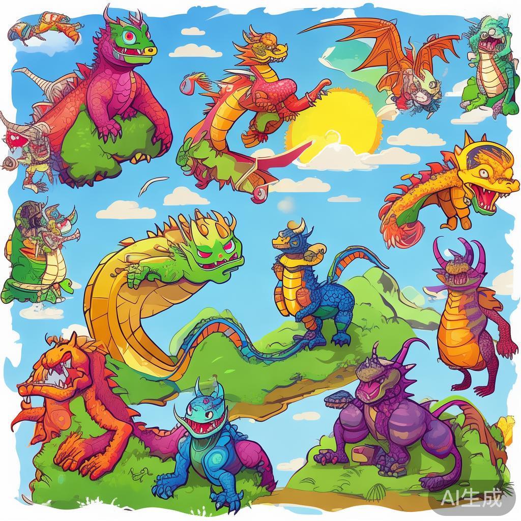 卡通素描风格龙图片大全