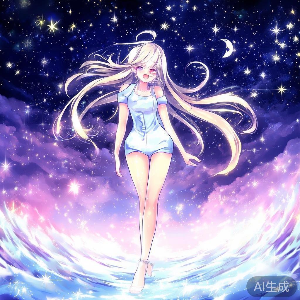 动漫风明星美女踏光而行图片