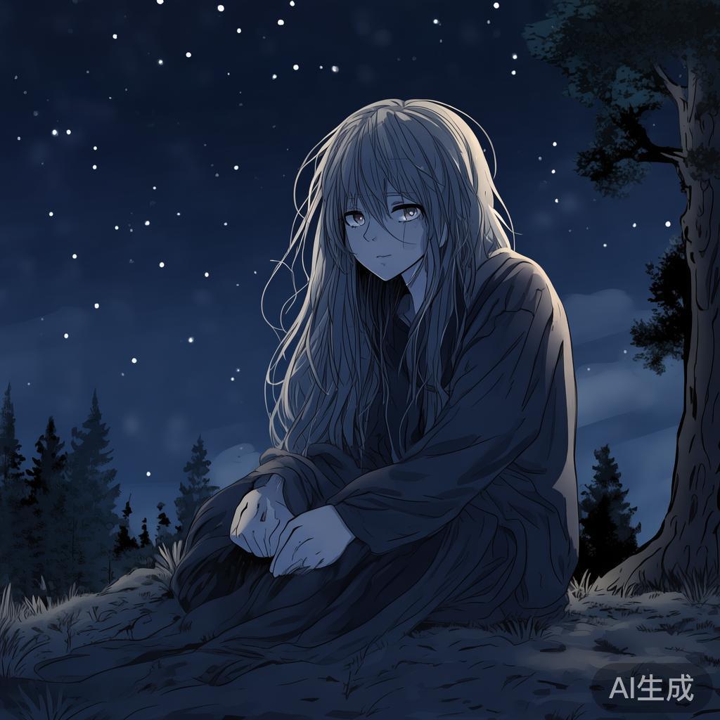 韩漫泪光图片：孤影独坐