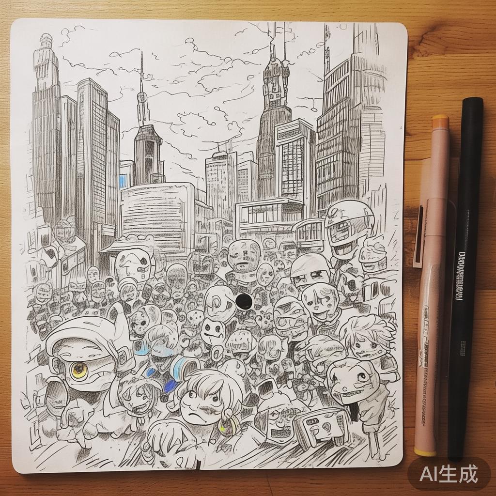 日本动漫卡通素描图片全