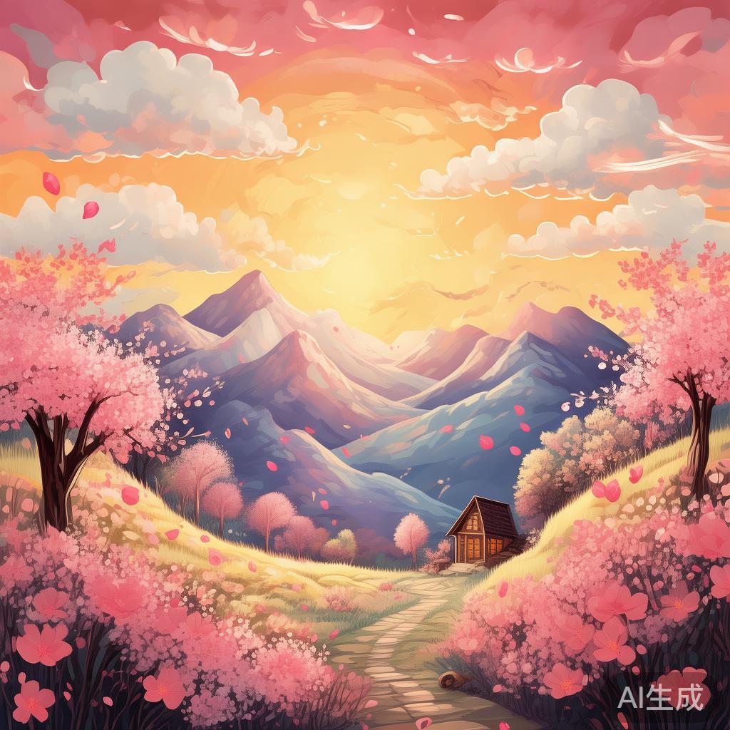萌系山水风景暖图片