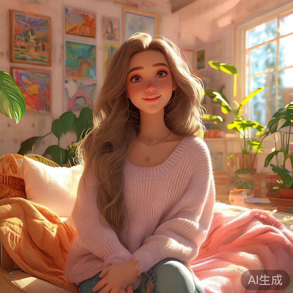 7160温馨卡通美女图片