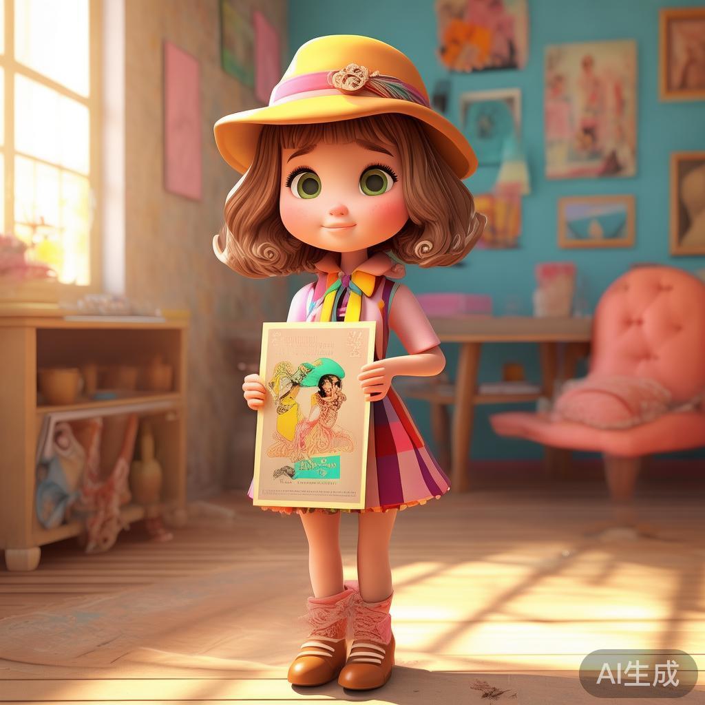 海报女郎的温馨卡通图片