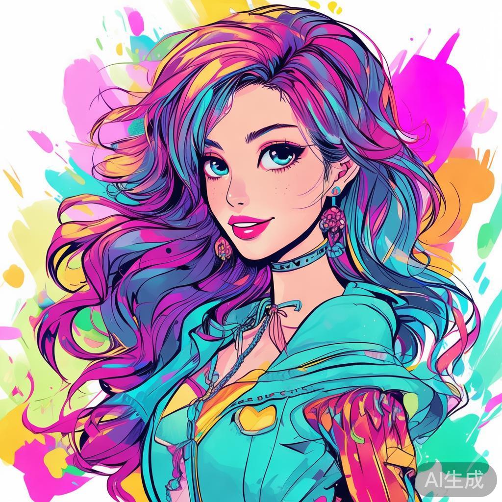 卡通素描风131mm美女图片爽爽爽
