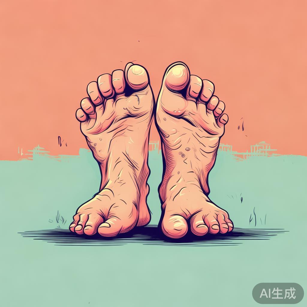 卡通素描脚气图片小脚丫