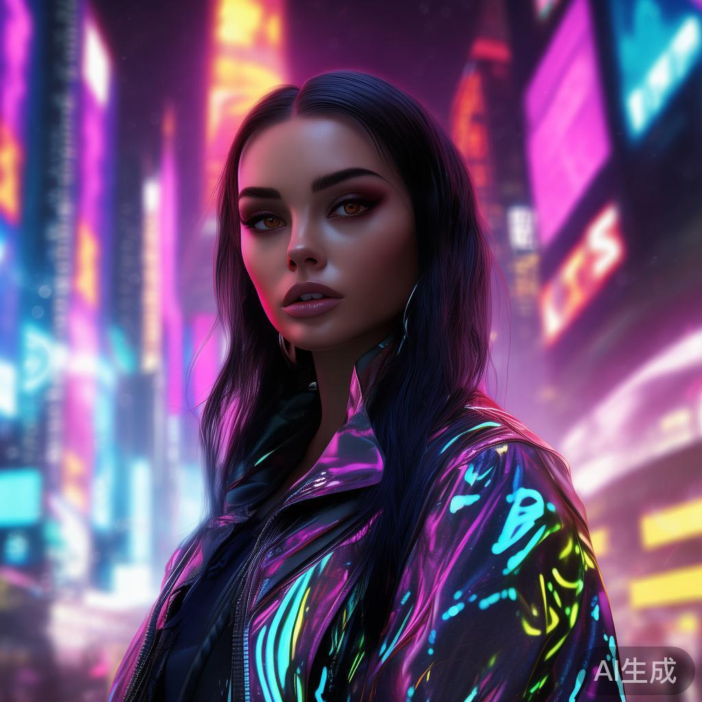赛博霓虹欧美女明星图片