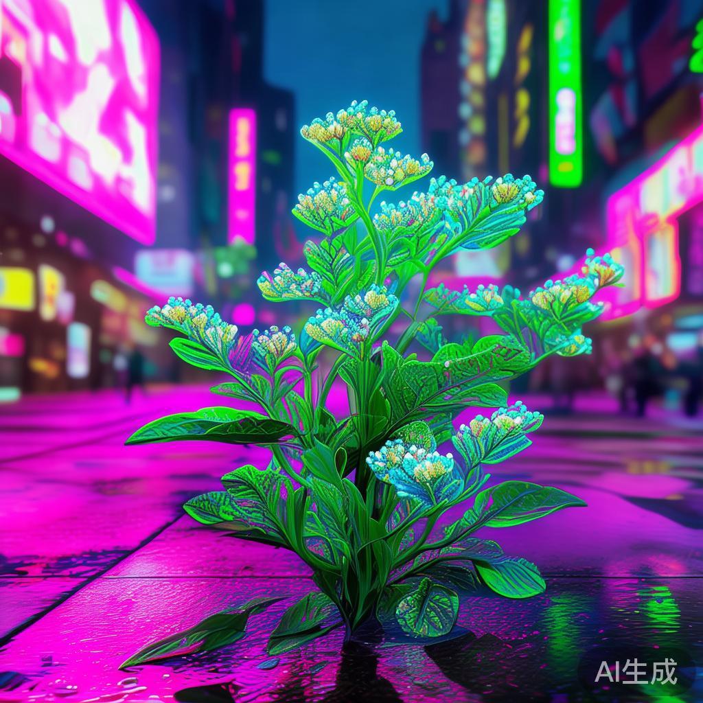 赛博霓虹像素益母草图片