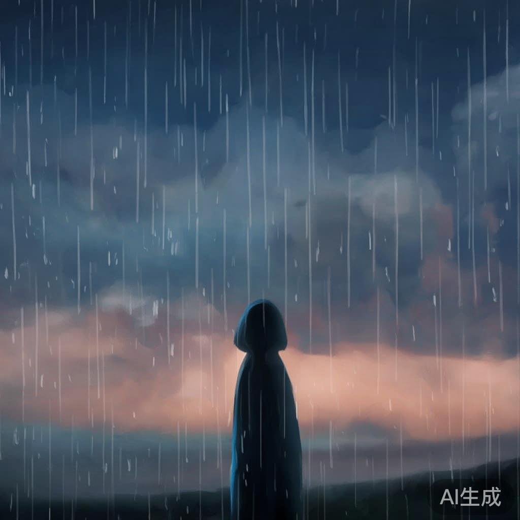 卡通漫画图片：孤影落雨未眠