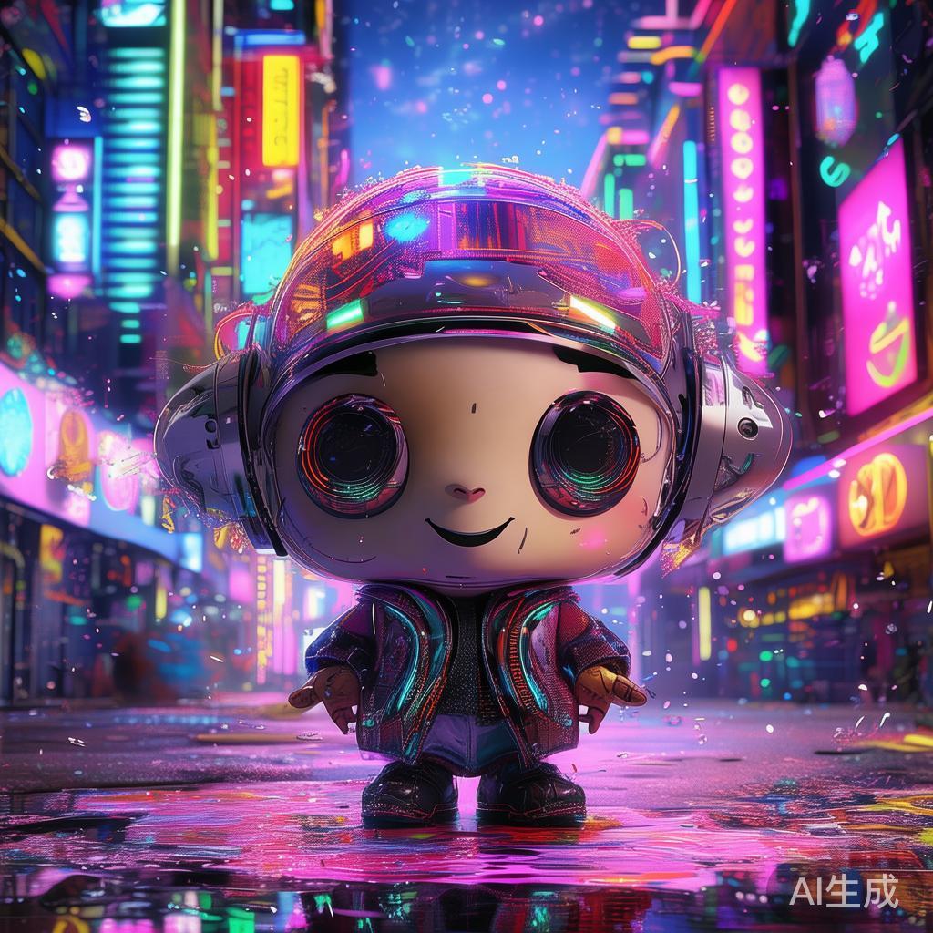 赛博霓虹简笔萌系图片