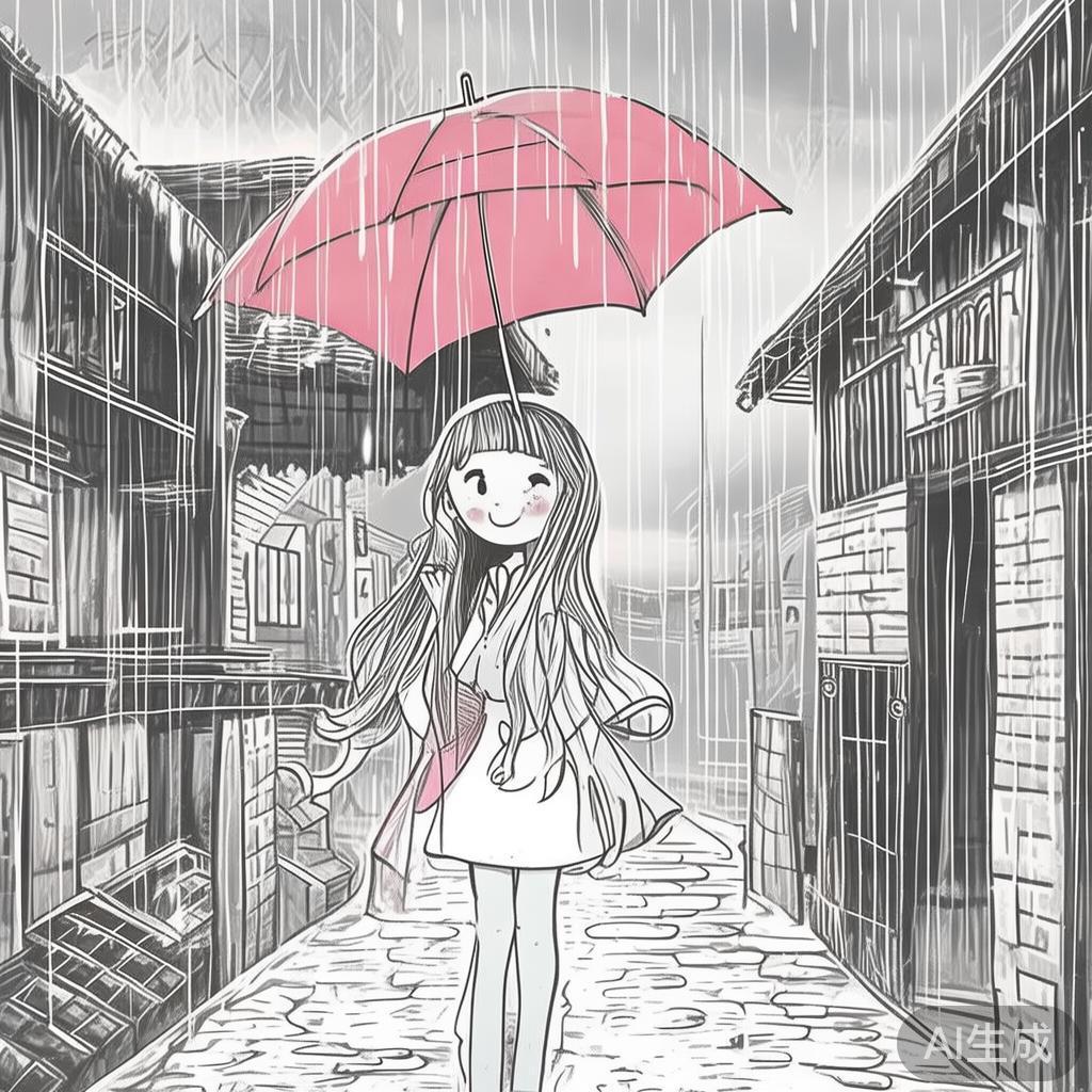 下雨天的故事图片 日漫卡通素描
