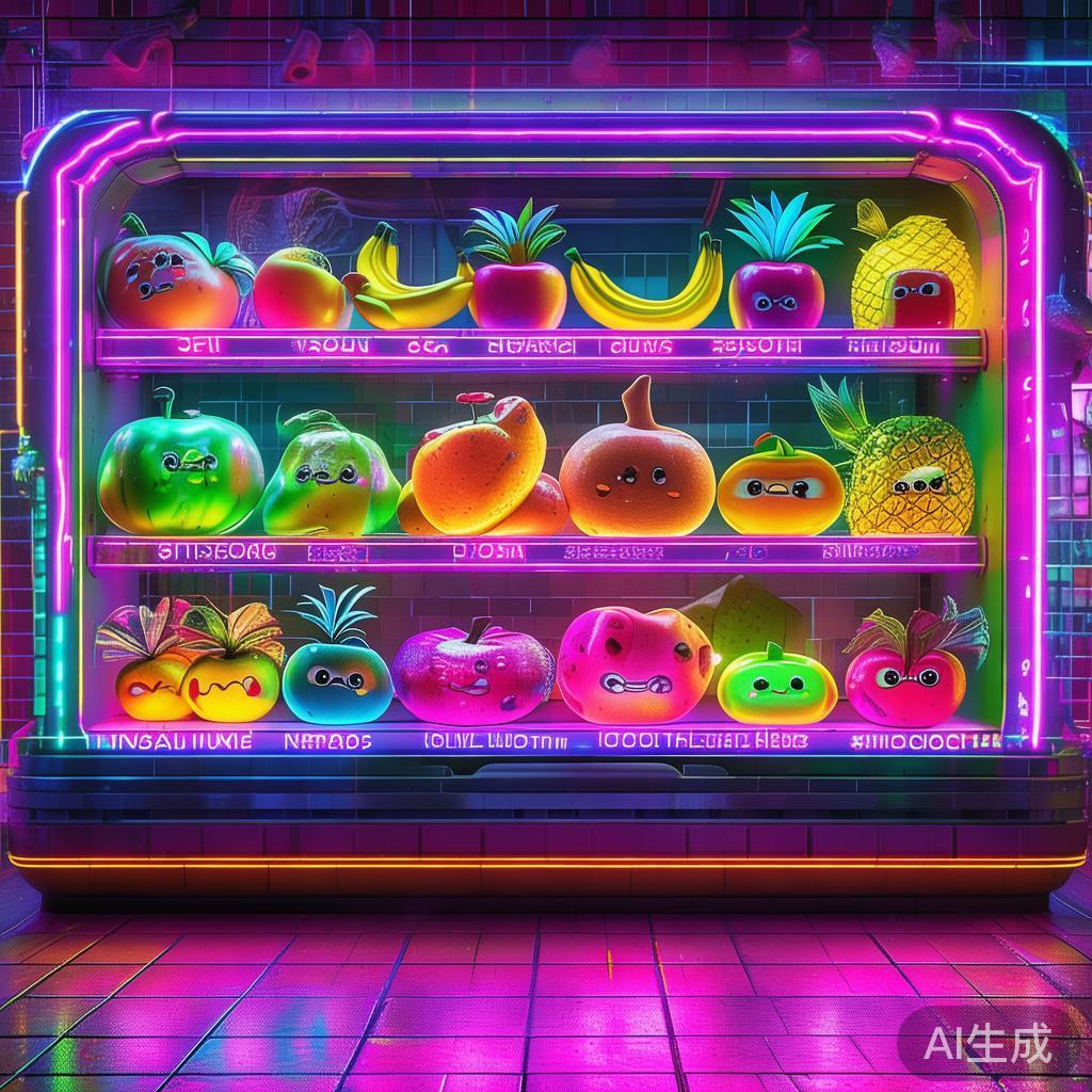 赛博萌系水果货架霓虹图片大全