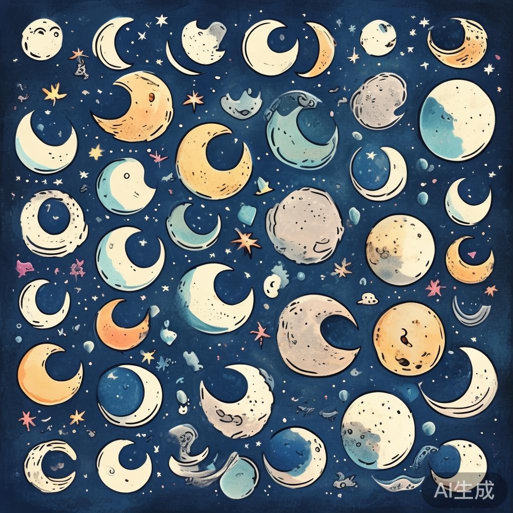 二次元月亮简笔画图片大全