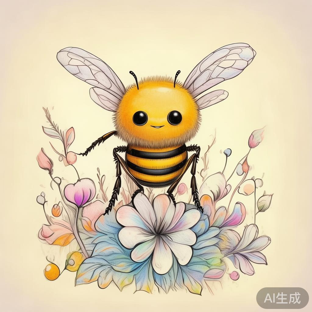 卡通小蜜蜂素描图片
