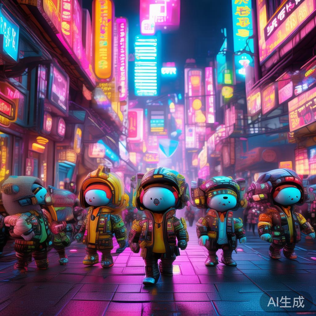 赛博Q萌图片大全 可爱霓虹萌图