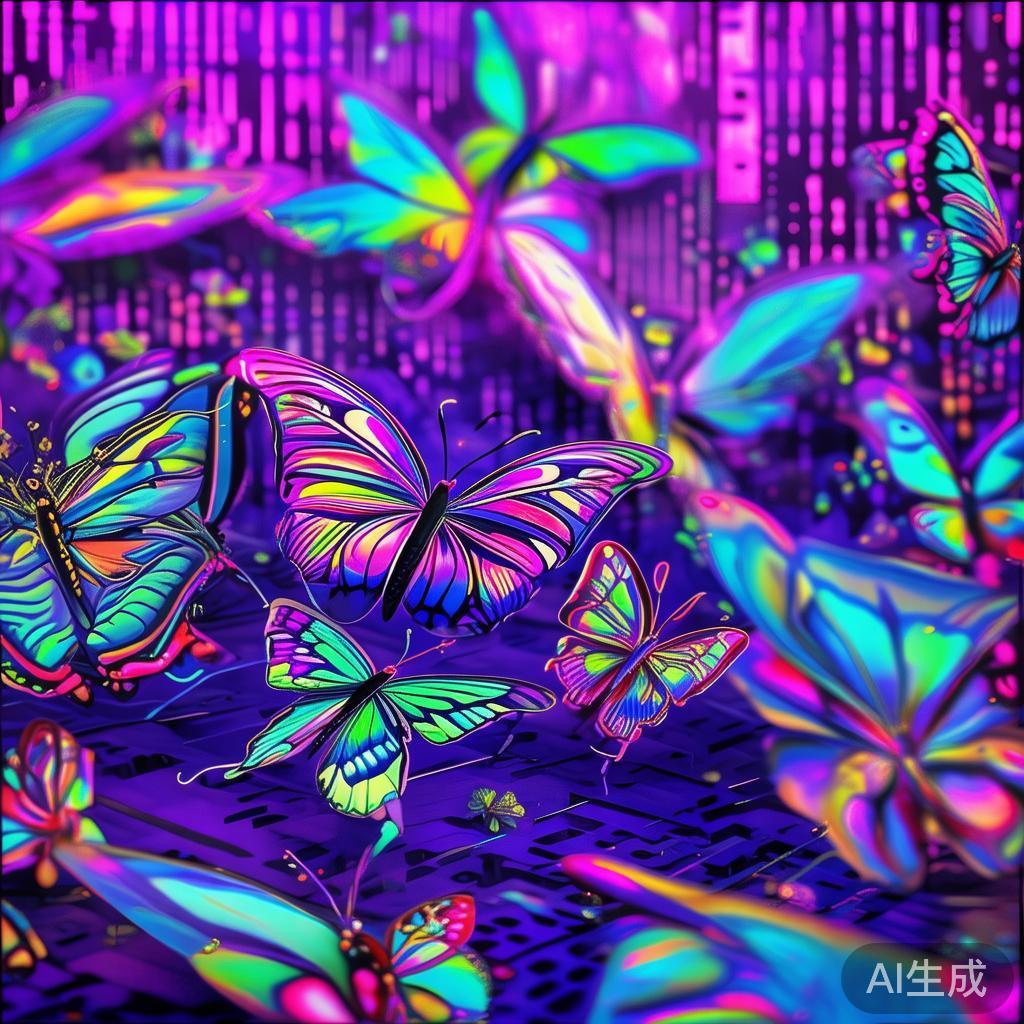 赛博卡通简笔画蝴蝶图片大全