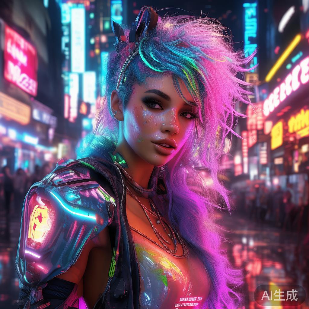 霓虹赛博美少女：卡通图片