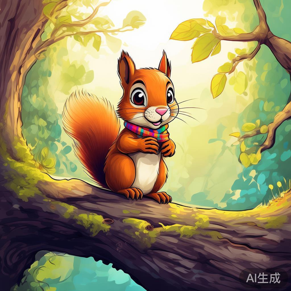 松鼠卡通素描图片