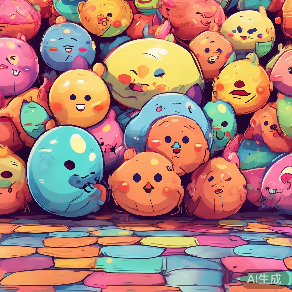 卡通百福图图片：落单的福悄悄褪色