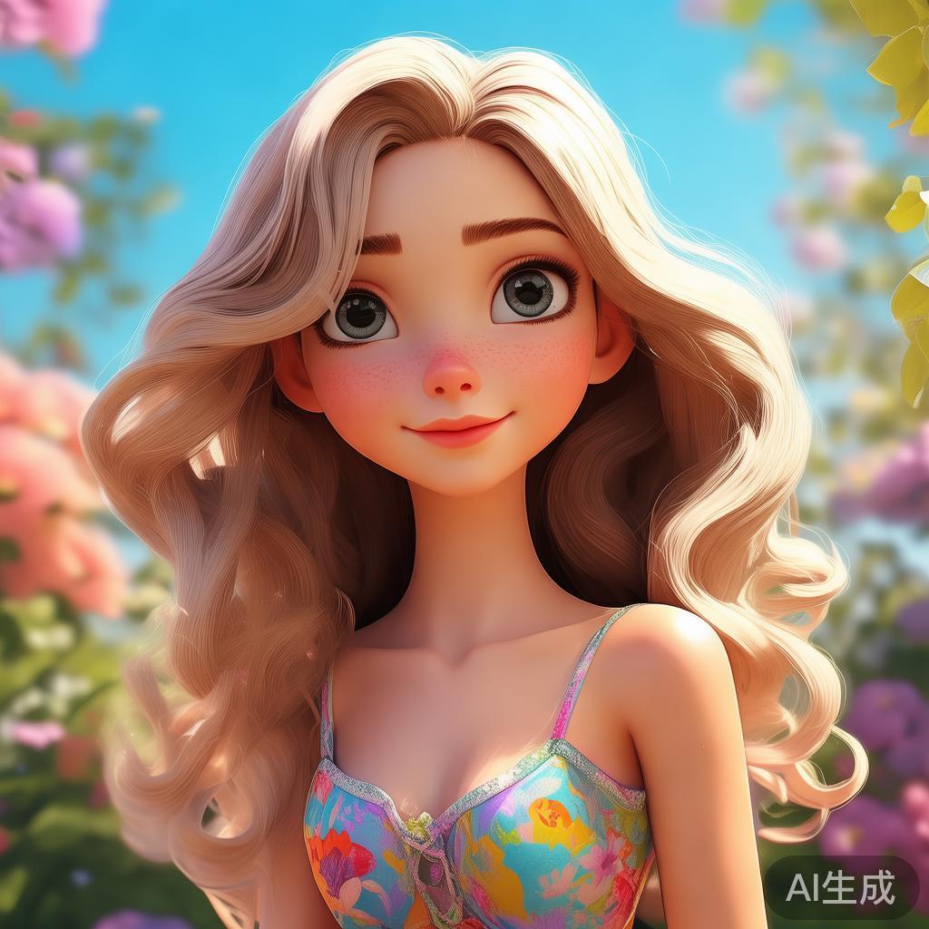 卡通素描风格美女图片131