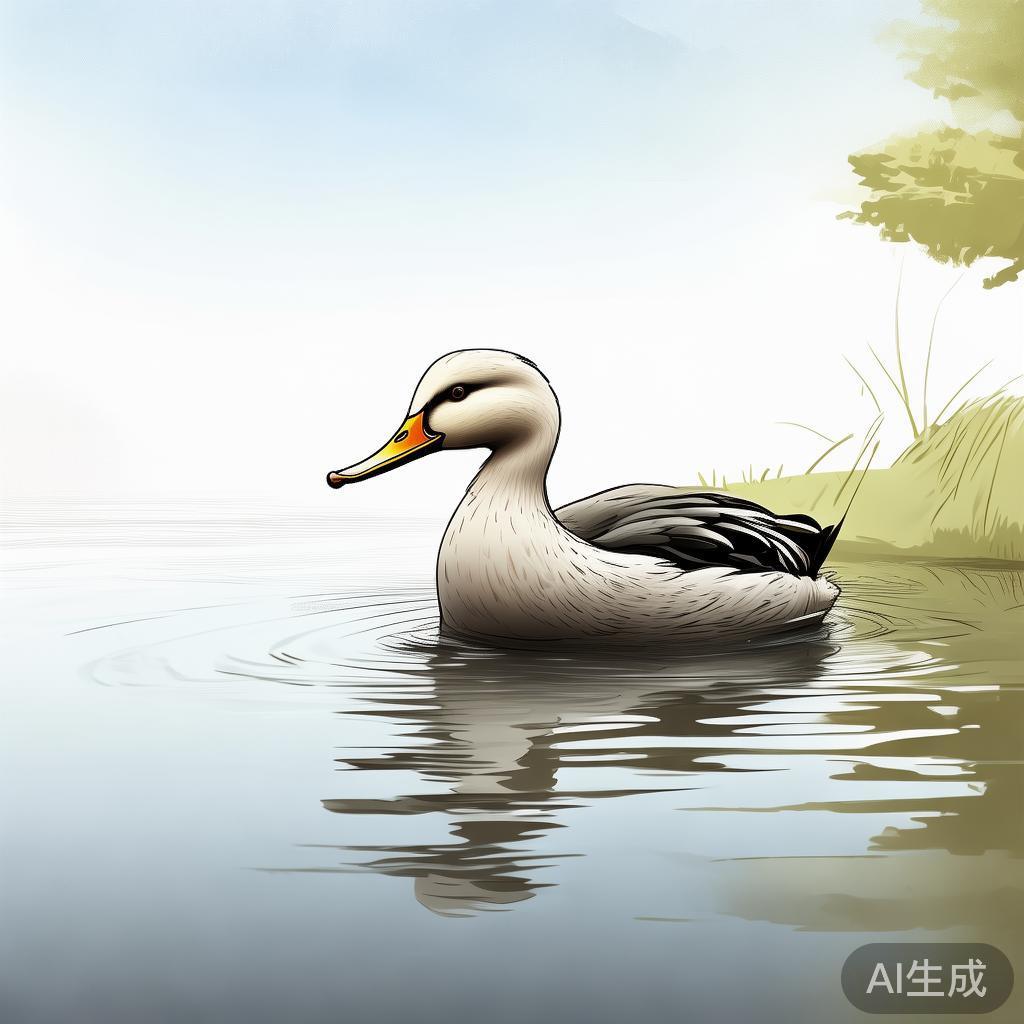 落单的鸭子简笔画图片