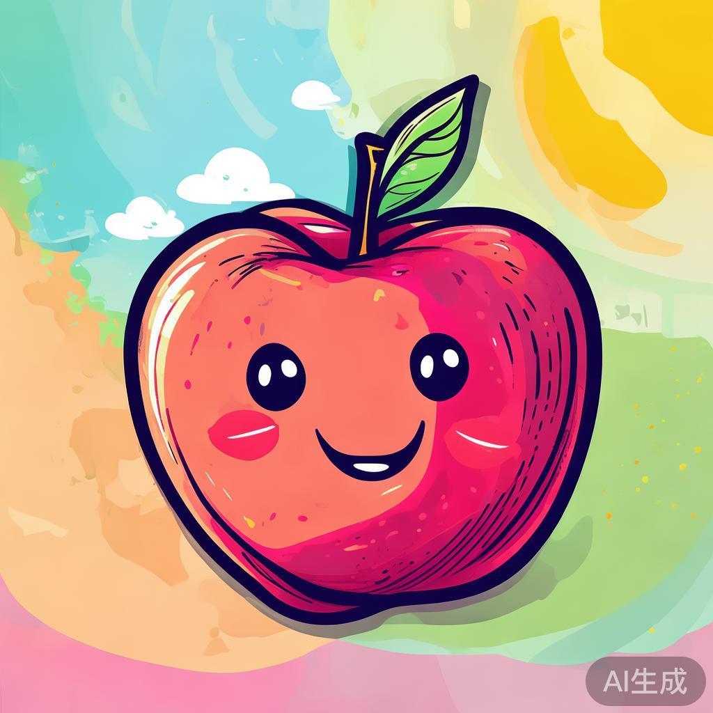 卡通素描风苹果ppt模板图片