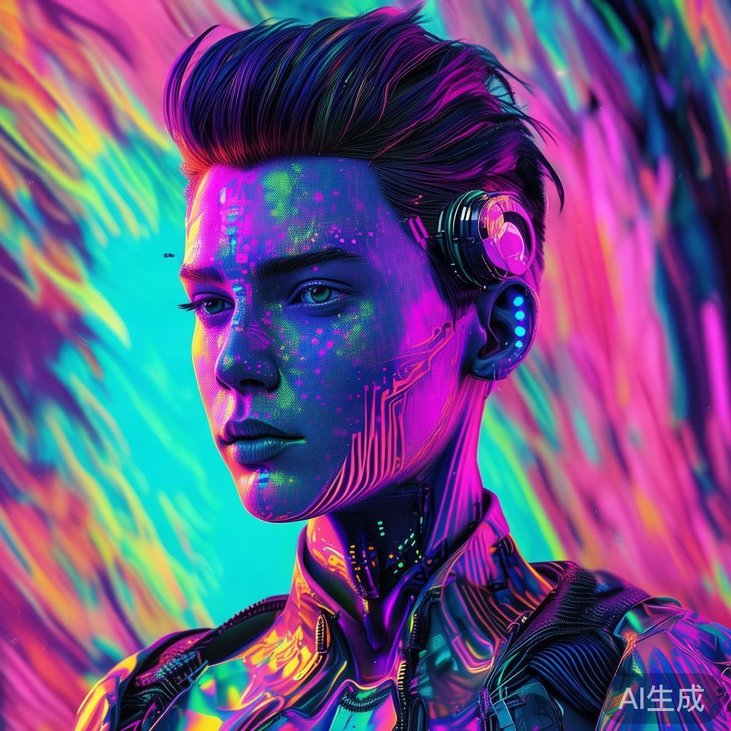 个性头像图片：卡通赛博霓虹风图片