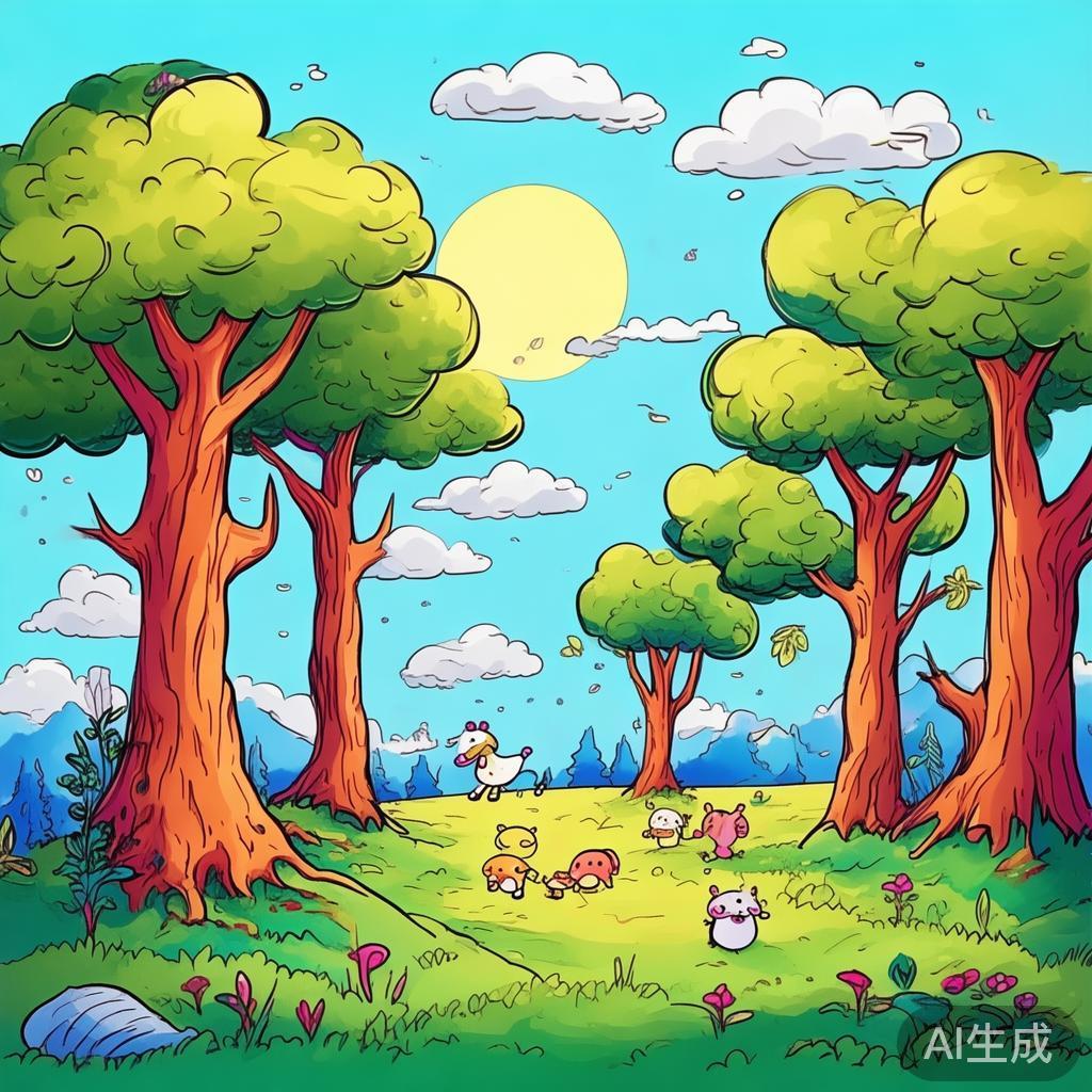 卡通森林素描风格图片