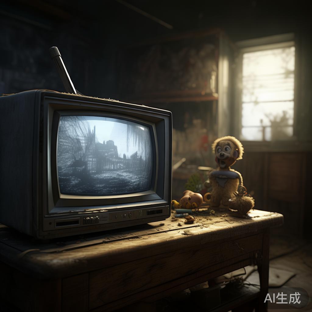 旧电视背景图片，卡通落寞小角落