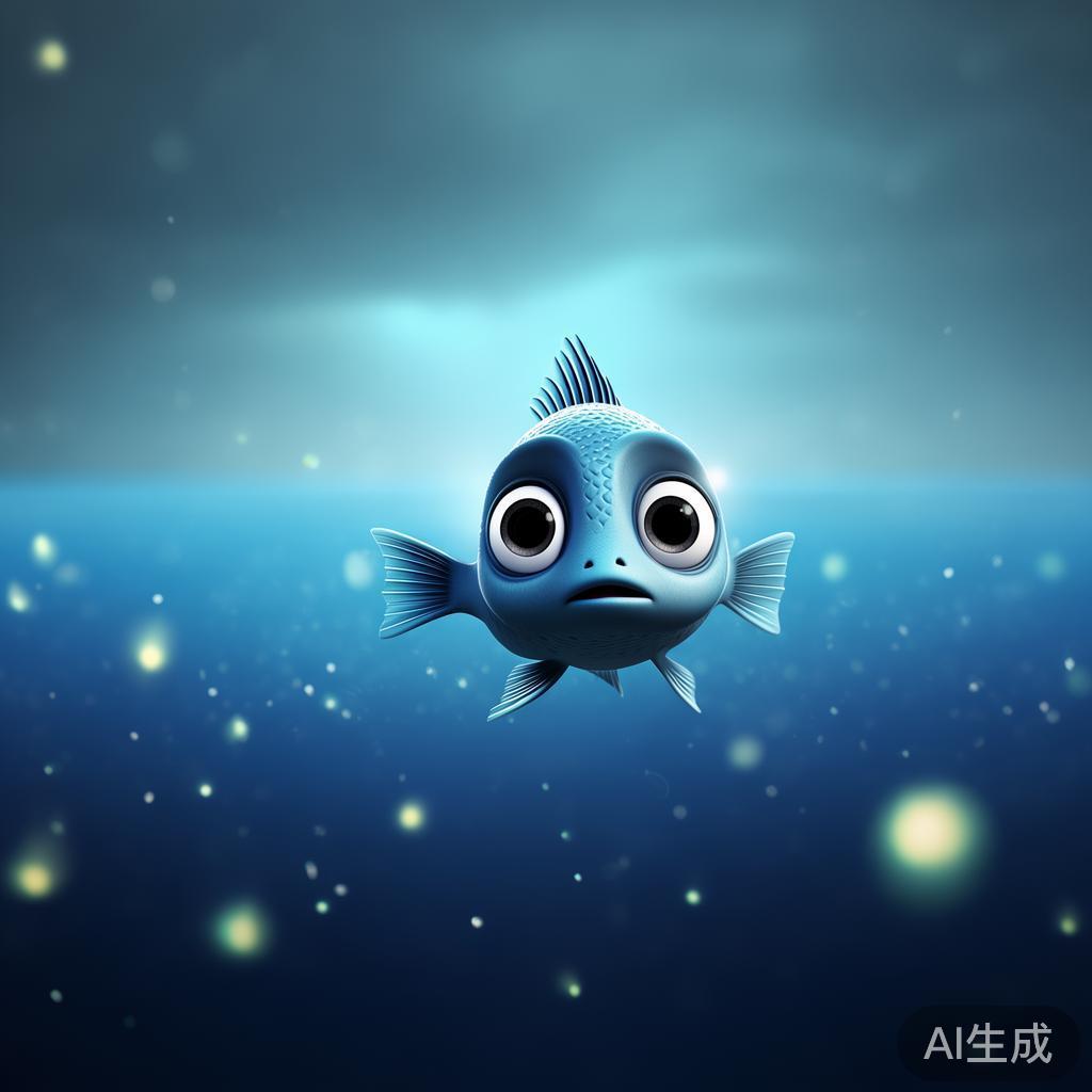 卡通鱼的伤感图片：孤单漂流