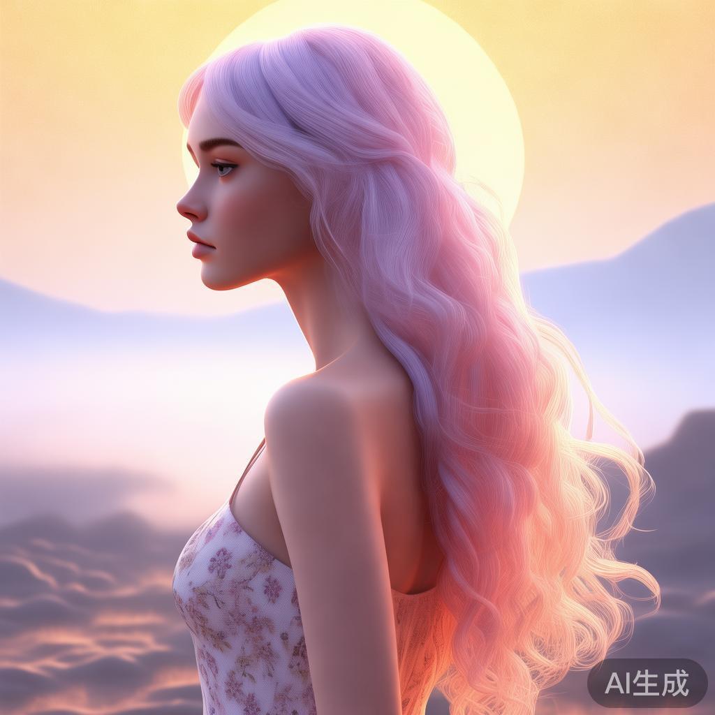 卡通唯美女生背影头像高清图片