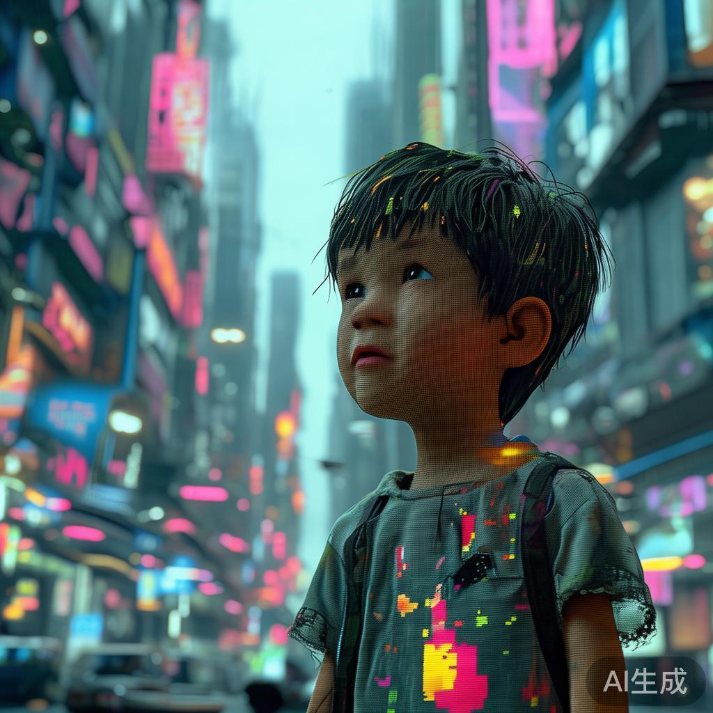 像素留守儿童的赛博图片