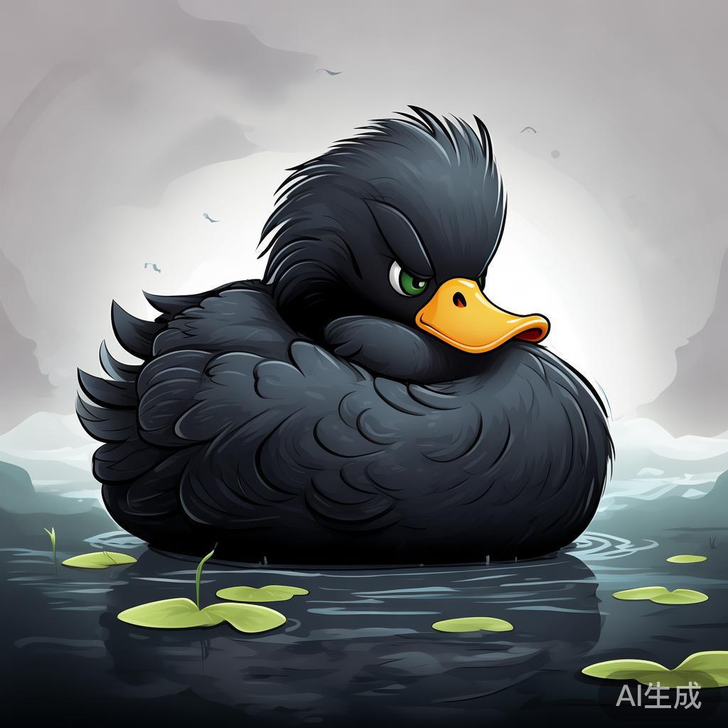 卡通黑鸭子落寞蜷缩图片