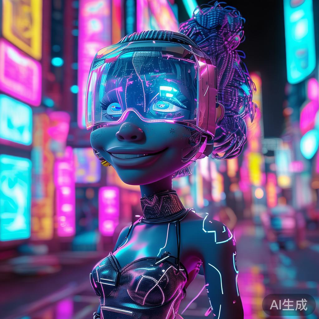 卡通赛博霓虹少女qq图片