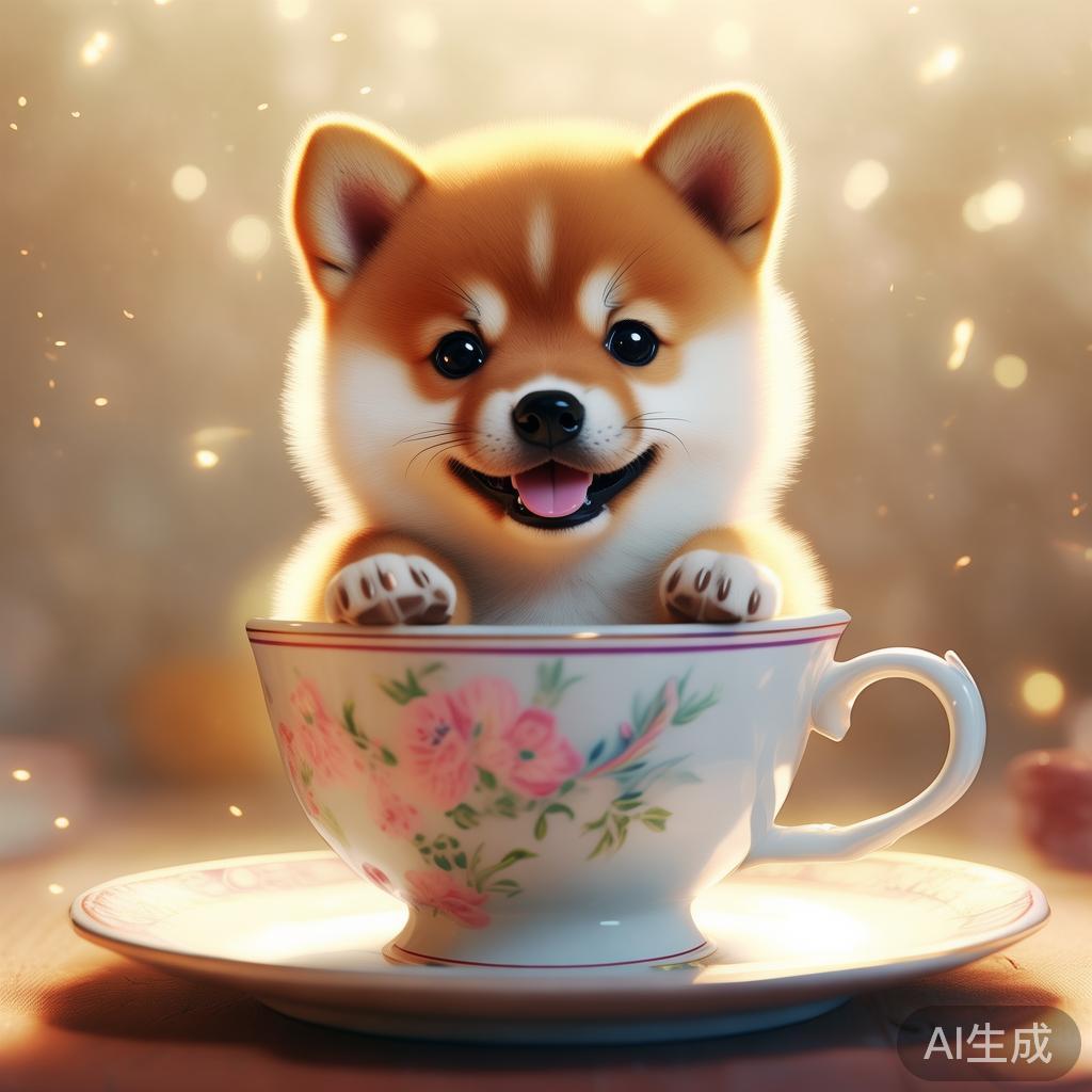 萌系茶杯犬动漫风可爱图片