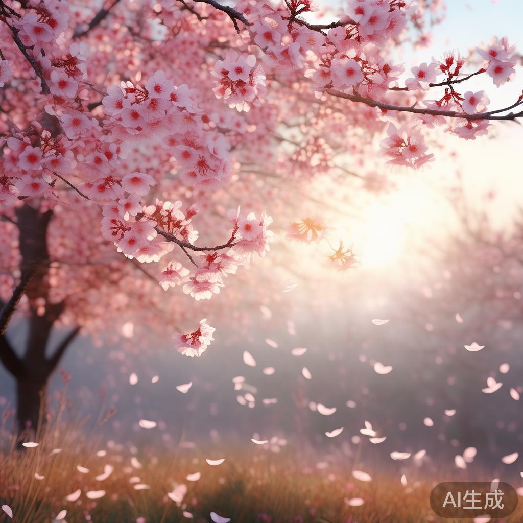 桌面背景图片：落樱微凉高清唯美