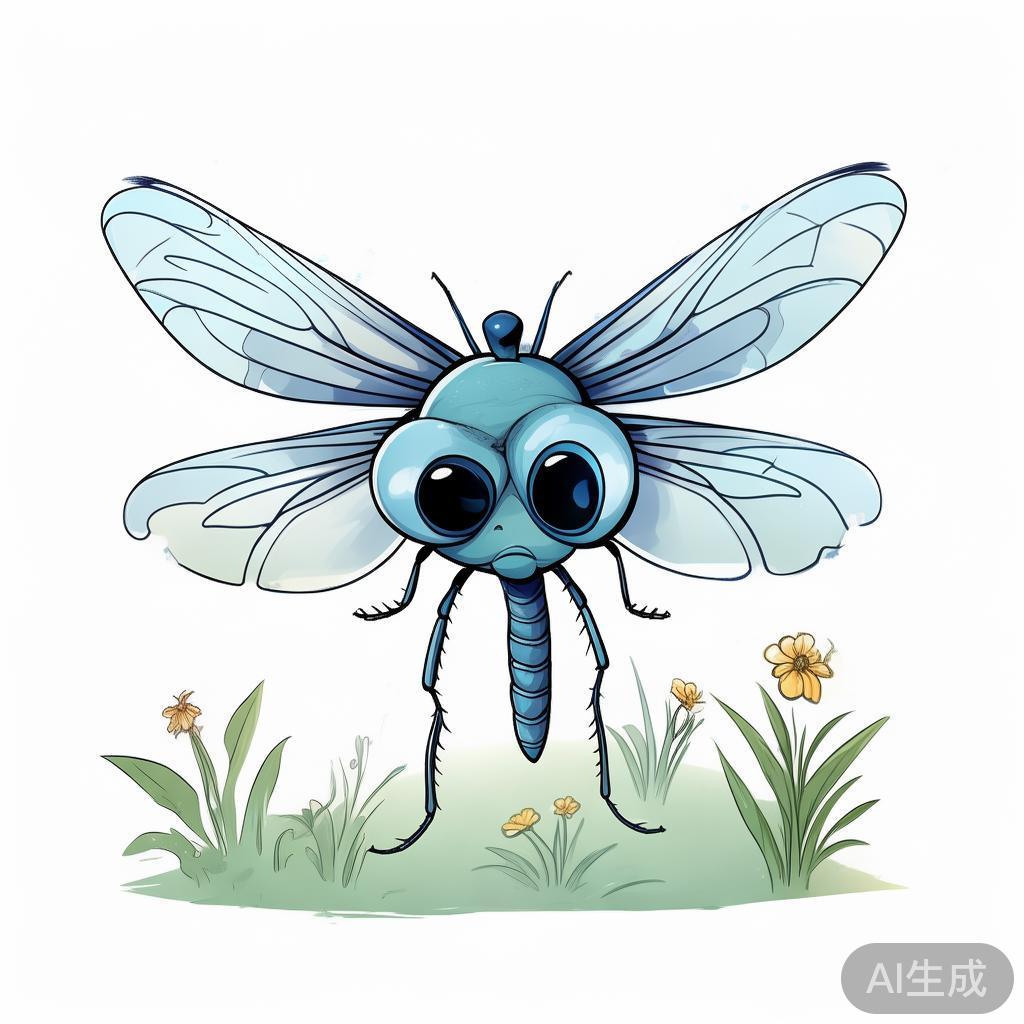 卡通蜻蜓简笔画伤感图片