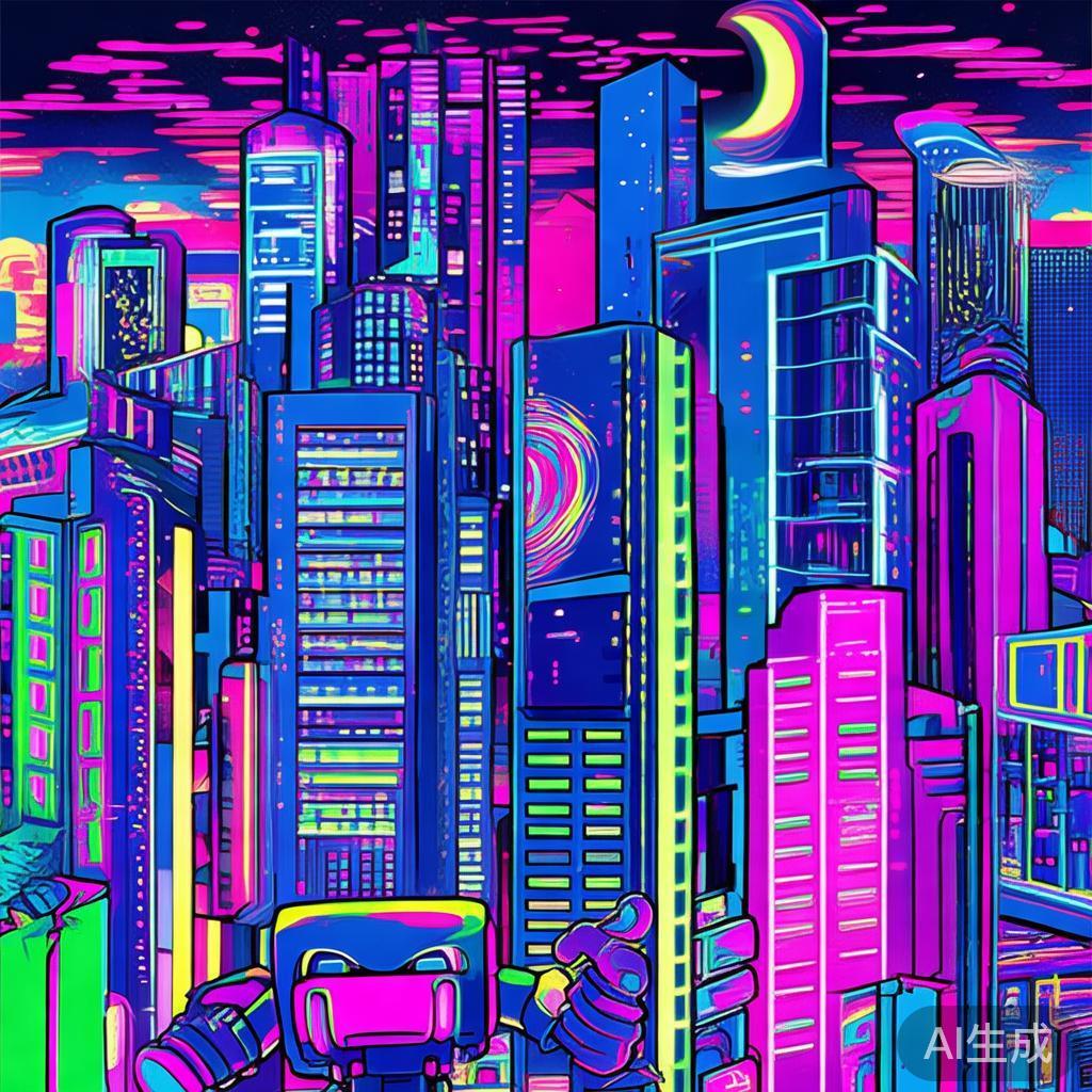 赛博海报尺寸：霓虹卡通图片