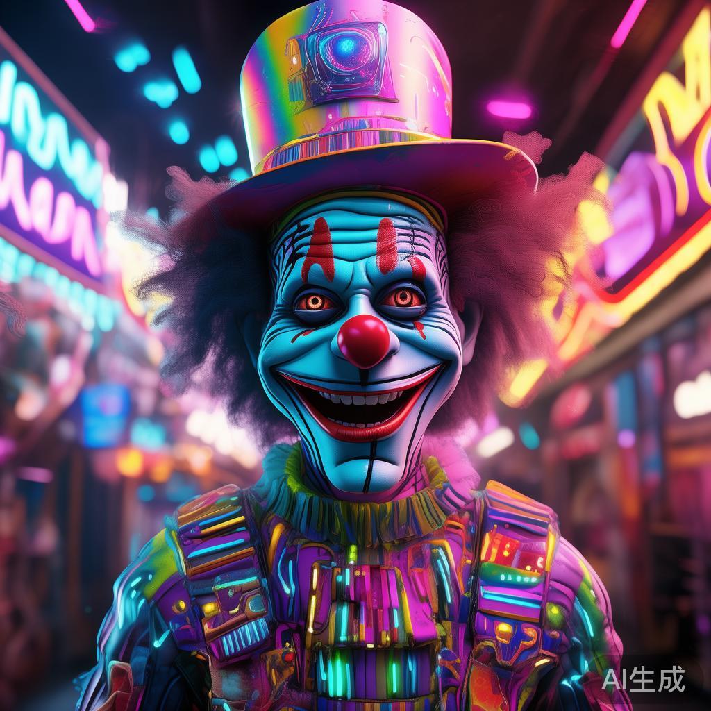 卡通赛博霓虹小丑图片