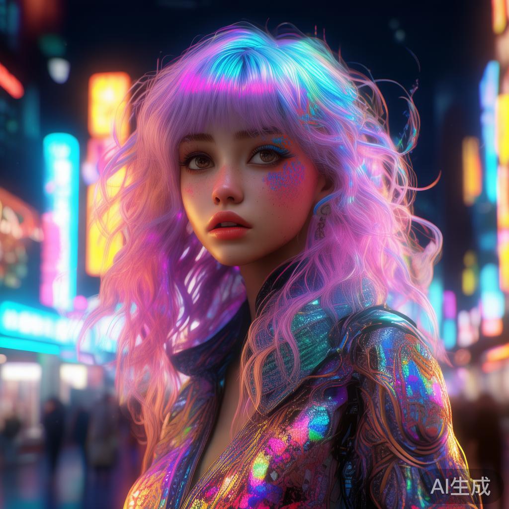 赛博霓虹·柔美女人卡通图片