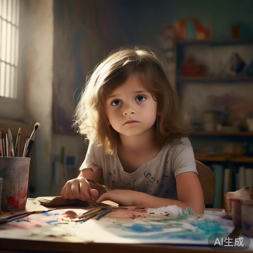 小学生绘画图片：小画笔的悄悄遗憾