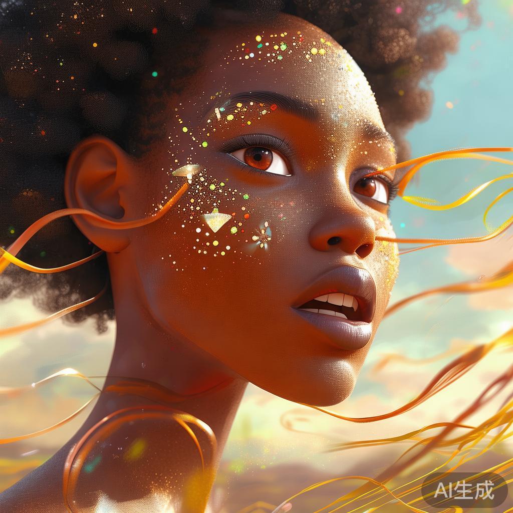 非洲女人图片：卡通泪光里的风