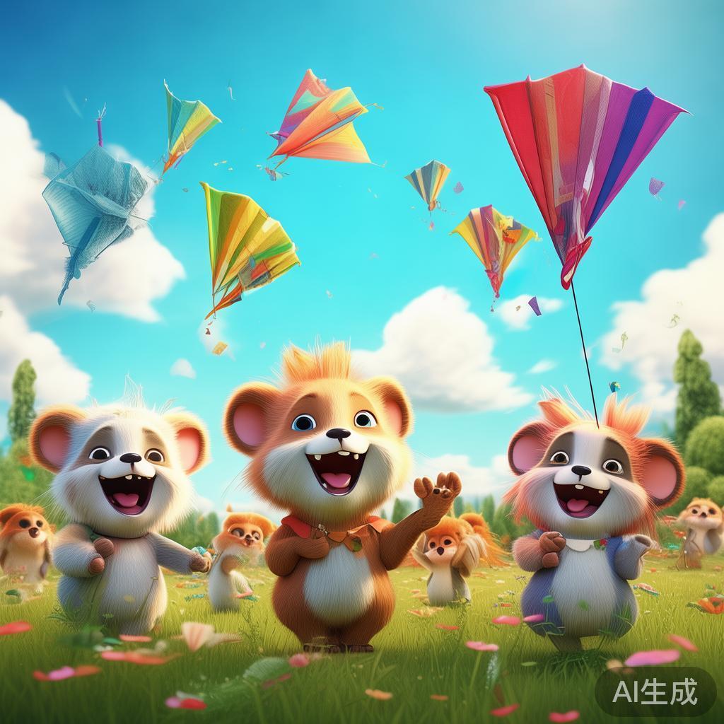 卡通放风筝萌趣图片