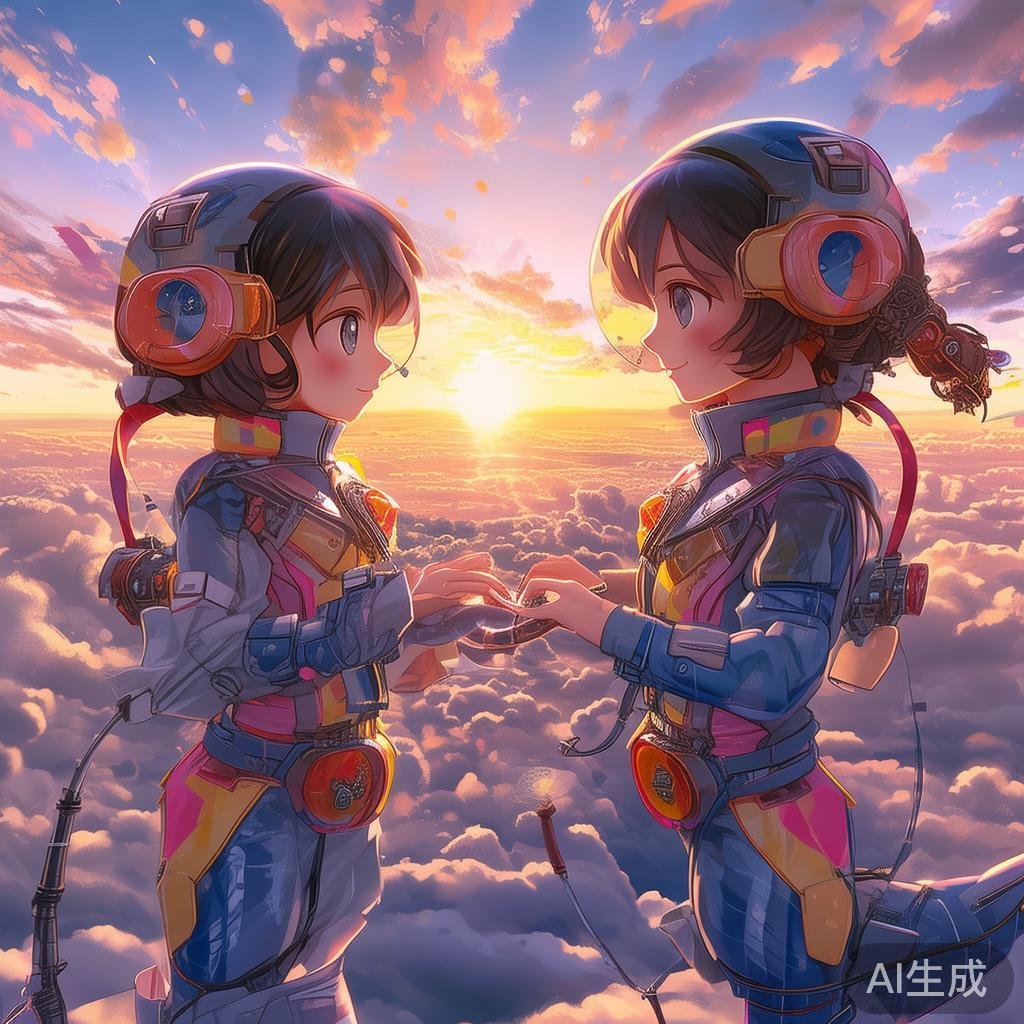 情侣空中加油图片：动漫浪漫续航时刻