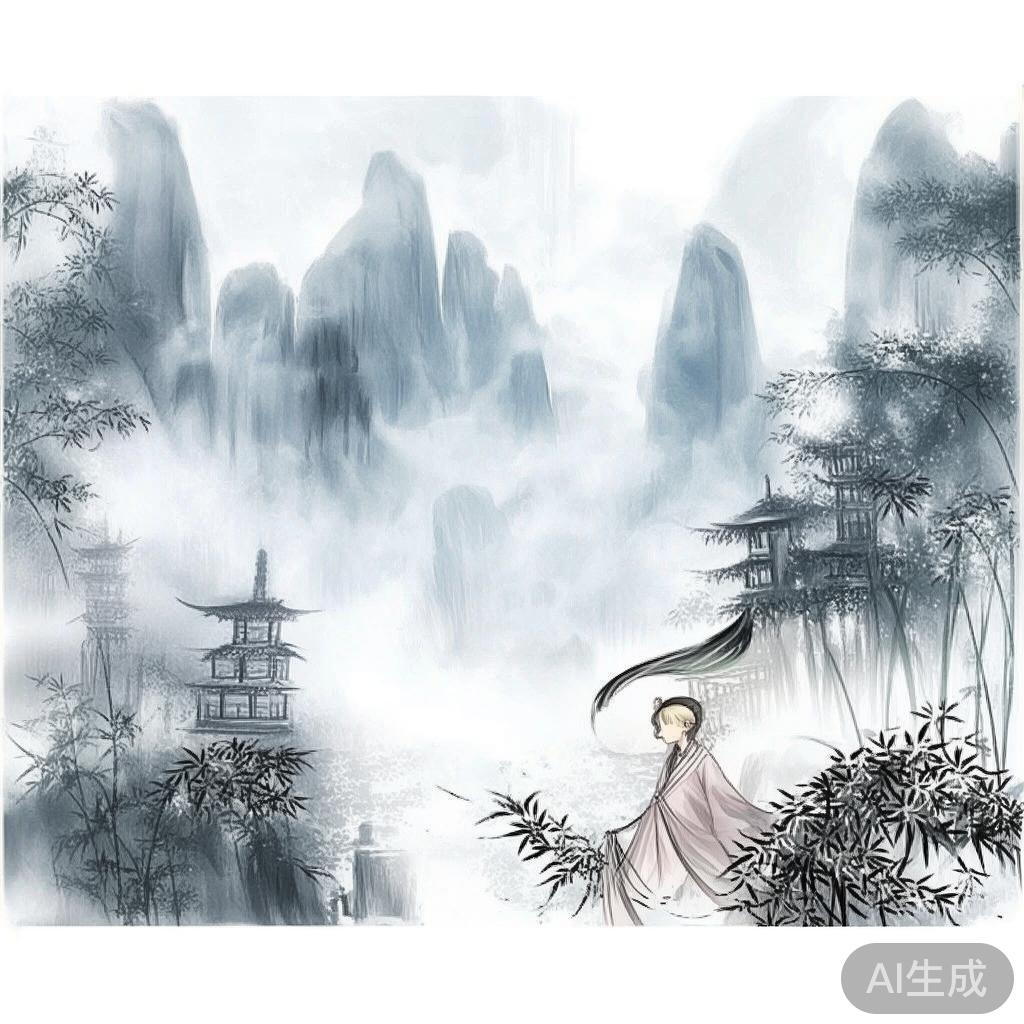 中国风水墨动漫风背景图片