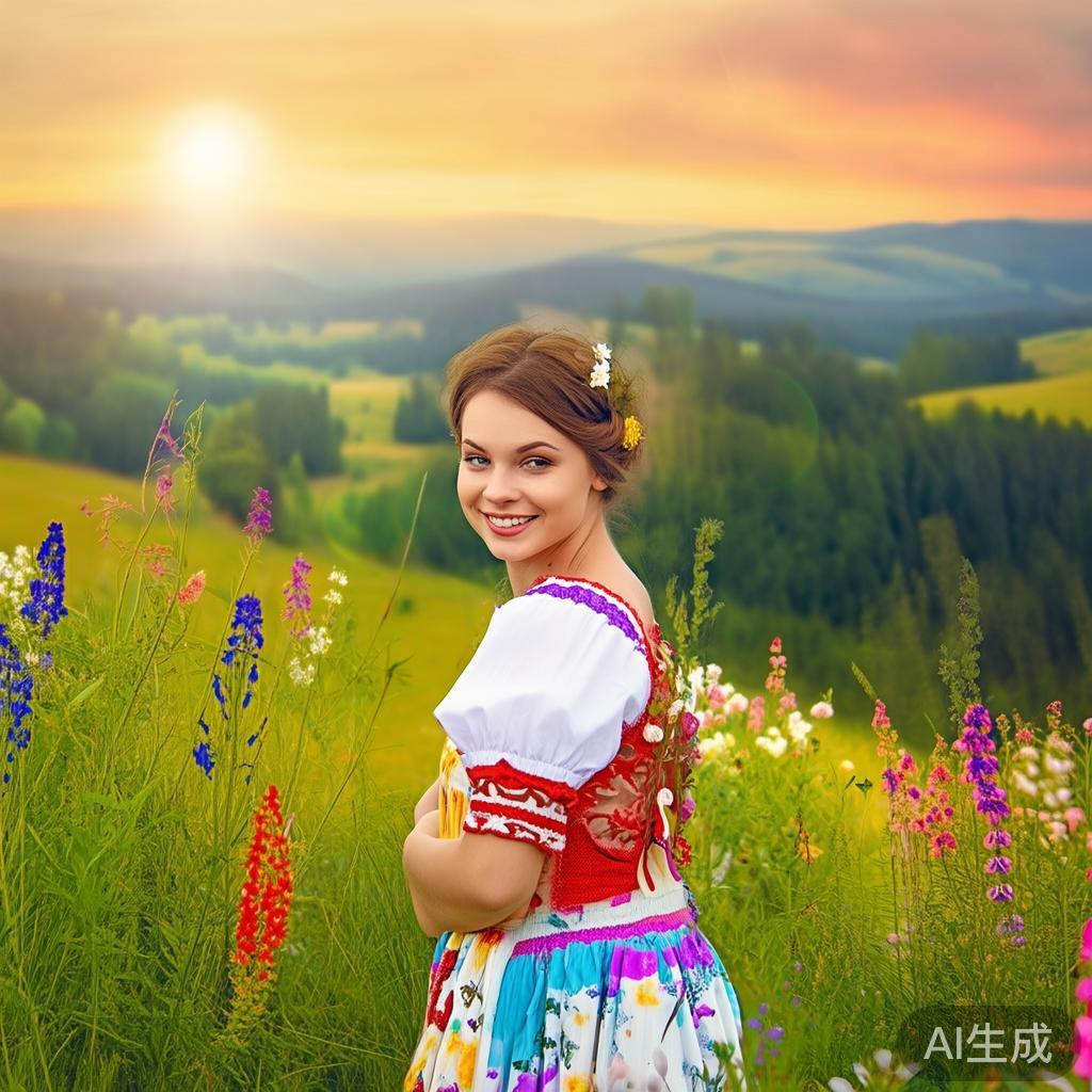 俄女明媚画境图片